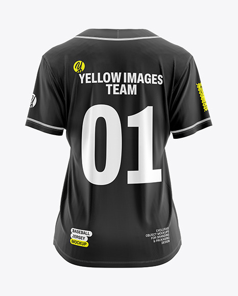 Women's Baseball Jersey Mockup on Yellow Images Object Mockups