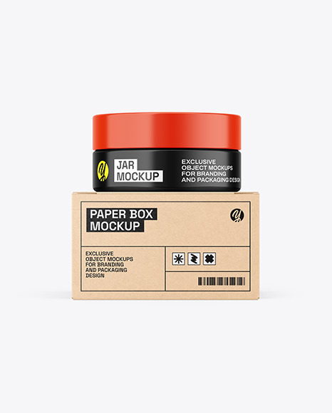 Glossy Jar W/ Kraft Box Mockup