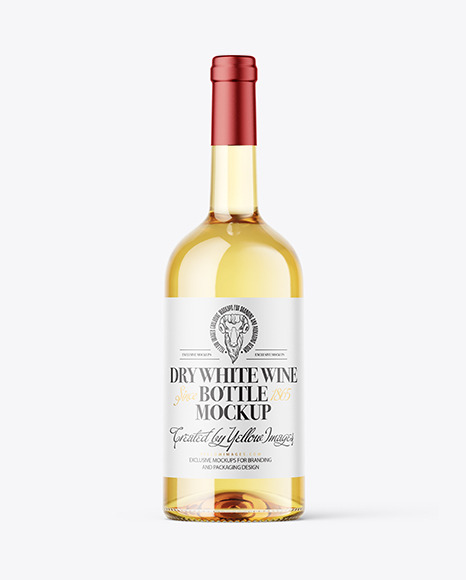 Clear Glass White Wine Bottle Mockup