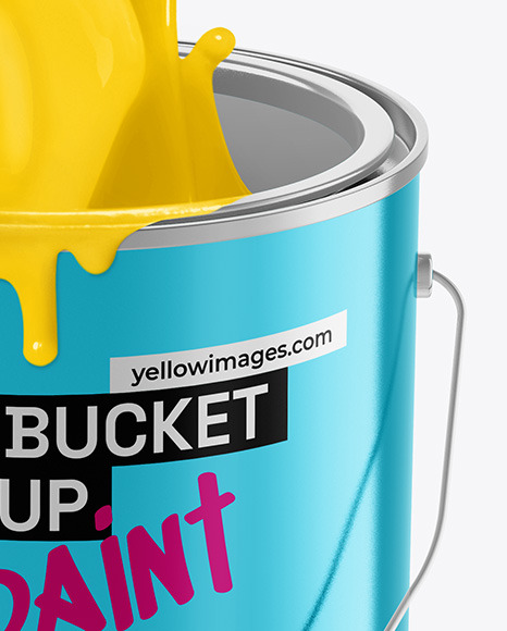 Metallic Paint Bucket W/ Splash Mockup