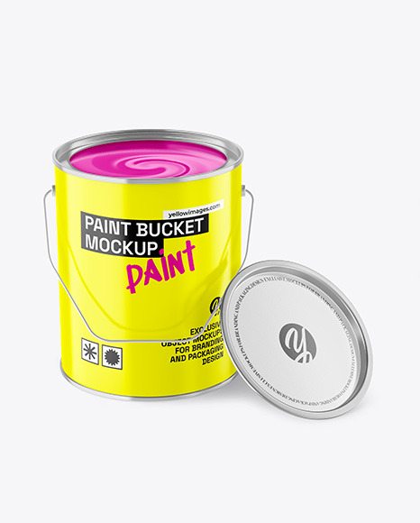 Paint Bucket Whith Splash Mockup