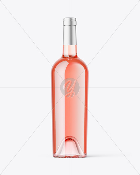 Clear Glass Pink Wine Bottle Mockup