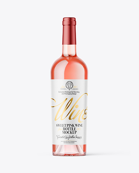 Clear Glass Pink Wine Bottle Mockup