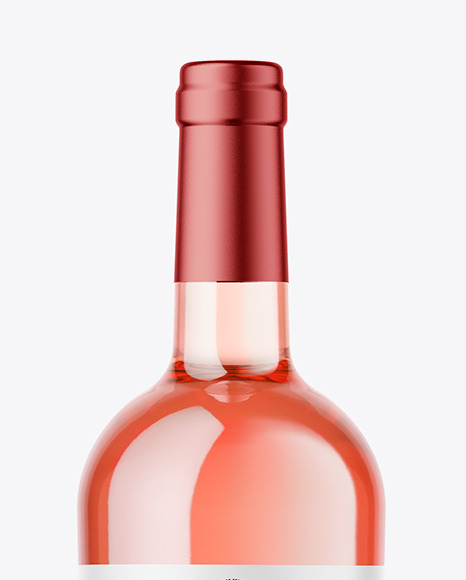 Clear Glass Pink Wine Bottle Mockup