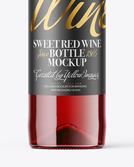 Clear Glass Red Wine Bottle Mockup
