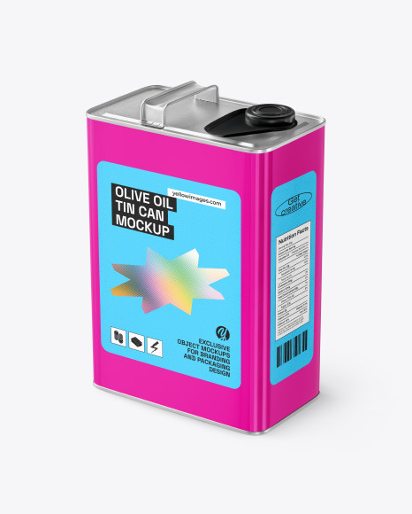 Glossy Oil Tin Can Mockup