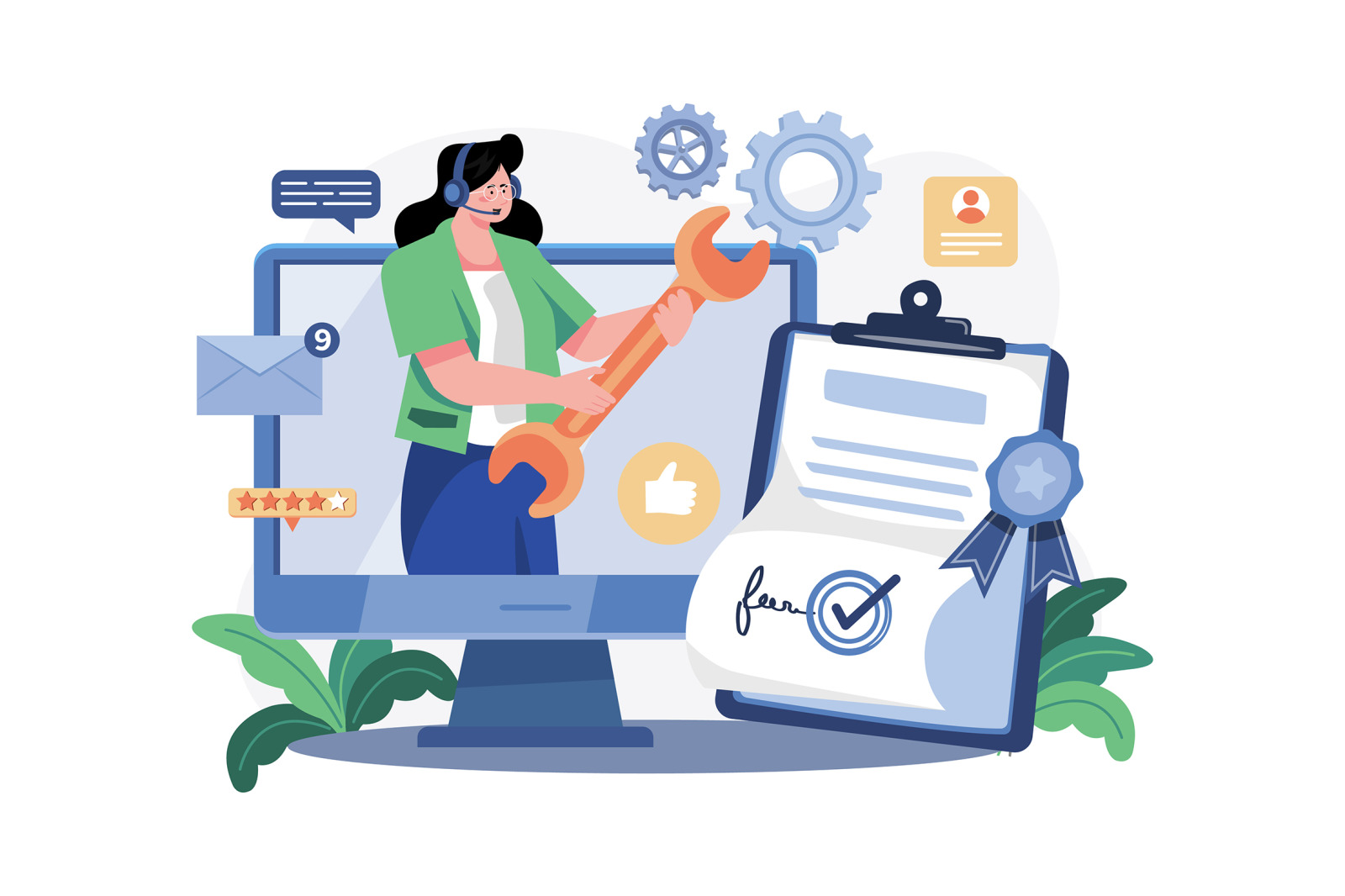 M652_Technical Support Illustration Pack on Yellow Images Creative Store