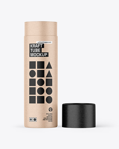 Opened Kraft Paper Tube Mockup