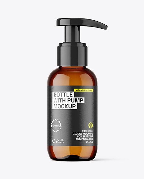 100ml Amber Bottle with Pump Mockup