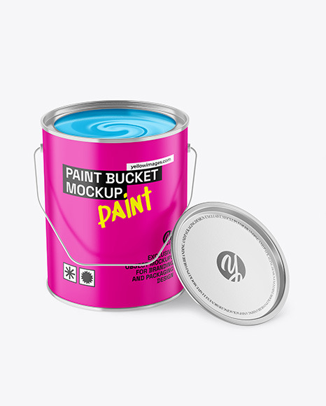 Paint Bucket Whith Splash Mockup