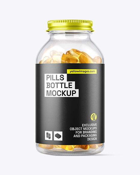 Clear Glass Fish Oil Bottle Mockup