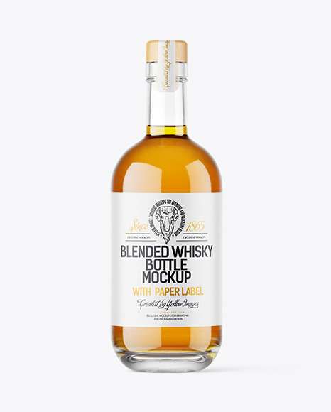 Clear Glass Whiskey Bottle Mockup