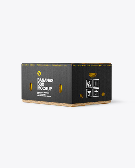 Corrugated Box with Bananas Mockup