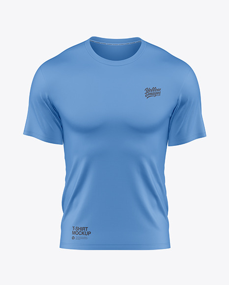 PSD Blue T-Shirt Front View Mockup