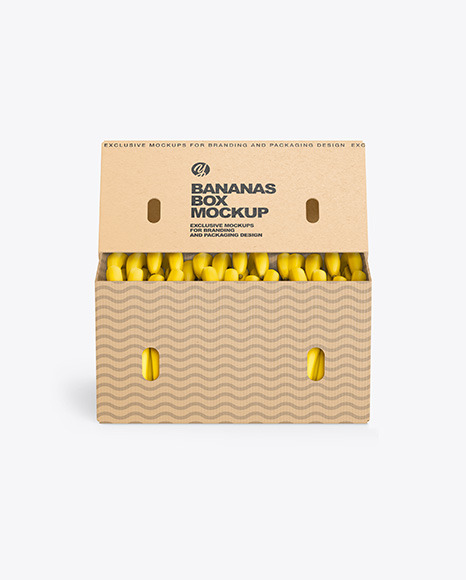 Kraft Box with Bananas Mockup