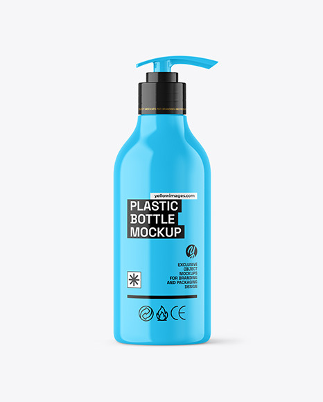 Glossy Cosmetic Bottle with Pump Mockup