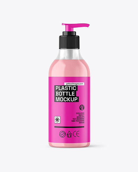 Clear Liquid Soap Cosmetic Bottle with Pump Mockup