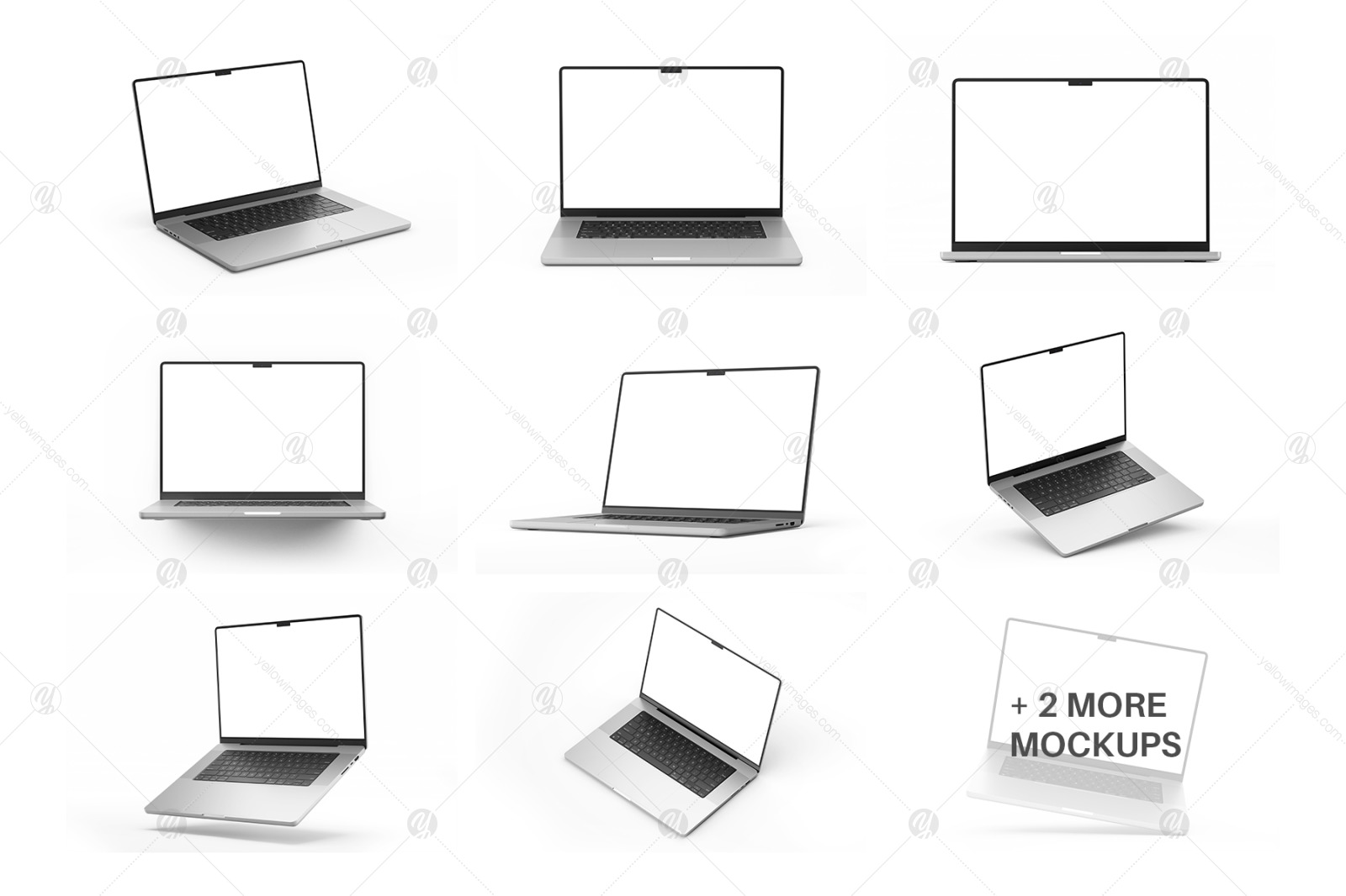 Macbook Pro 16 Inch Laptop Mockup Set   10 PSD On Yellow Images