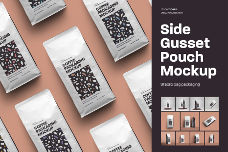 Side Gusset Pouch Coffee Mockups