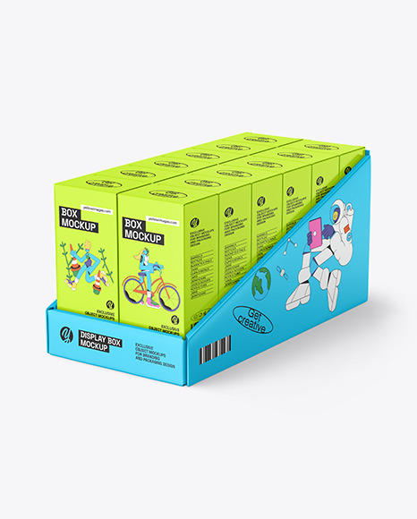 Display Box &amp; Boxes Mockup