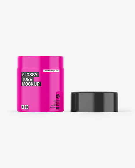 Glossy Opened Paper Tube Mockup