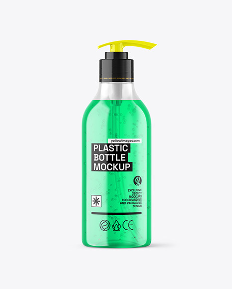 Color Liquid Cosmetic Bottle with Pump Mockup