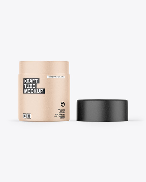 Opened Kraft Paper Tube Mockup