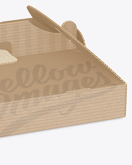 Corrugated Pizza Box w/ Handle Mockup