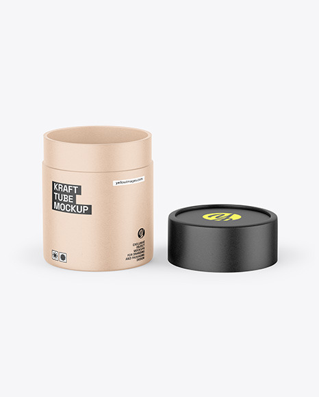 Opened Kraft Paper Tube Mockup