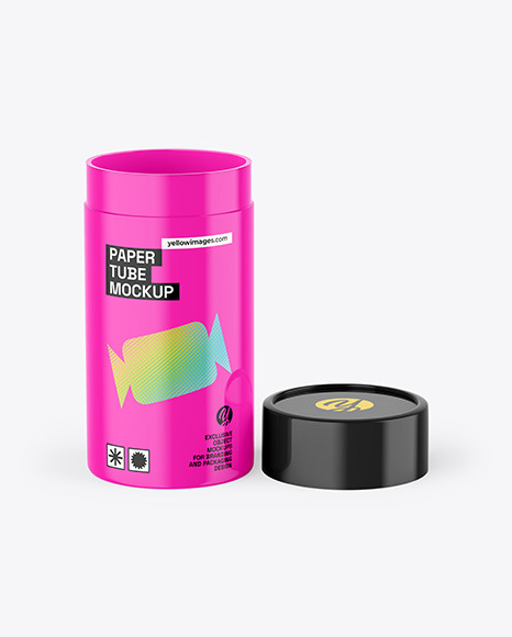 Glossy Opened Paper Tube Mockup
