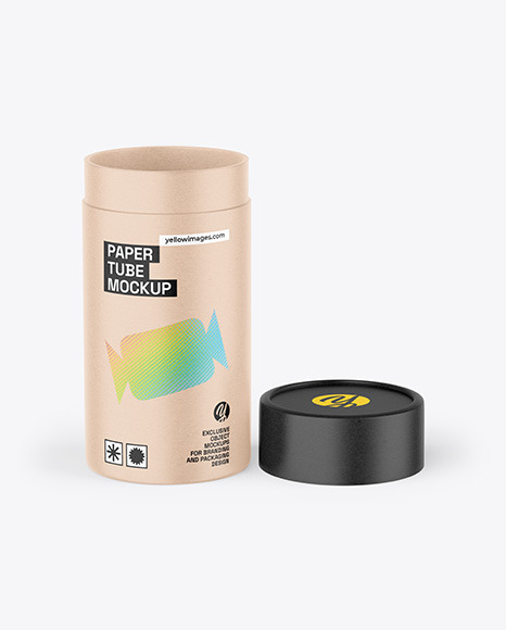 Opened Kraft Paper Tube Mockup