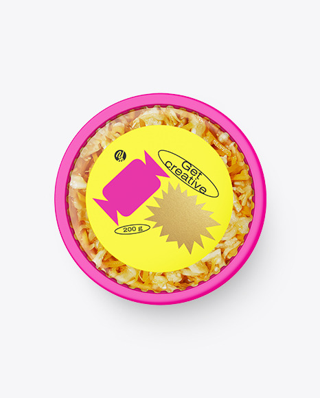 Plastic Bowl With Sauerkraut Salad Mockup