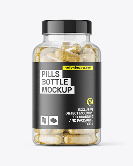 Clear Herbal Capsules Bottle Mockup