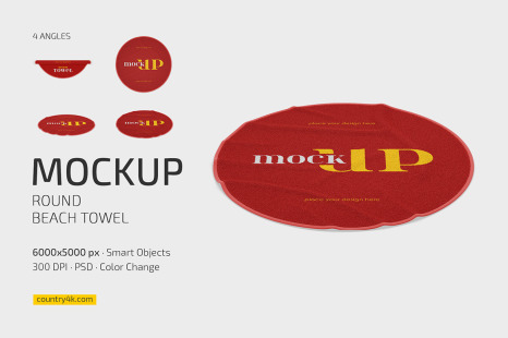 Round Beach Towel Mockup Set