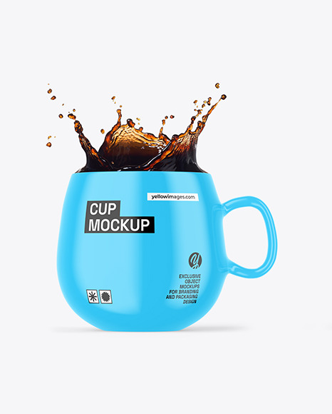 Glossy Mug w/ Coffe Splash Mockup