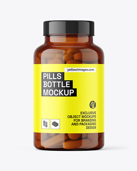 Amber Pills Bottle Mockup
