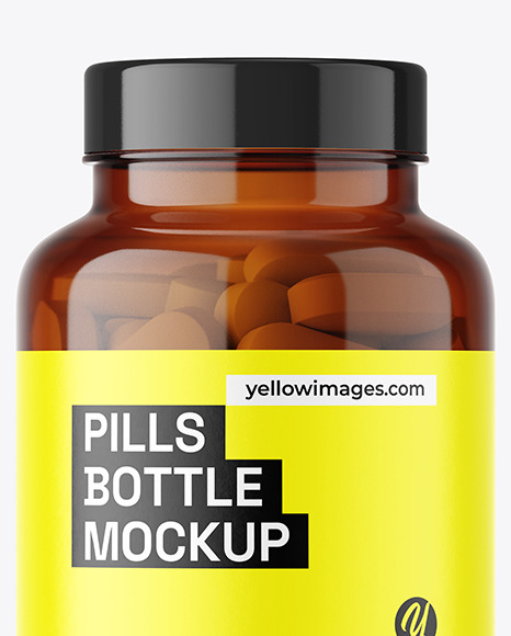 Amber Pills Bottle Mockup - Free Download Images High Quality PNG, JPG