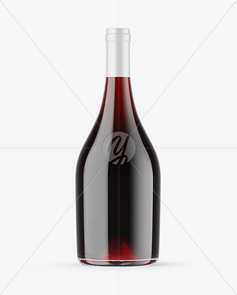 Clear Glass Red Wine Bottle Mockup