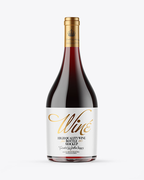 Clear Glass Red Wine Bottle Mockup