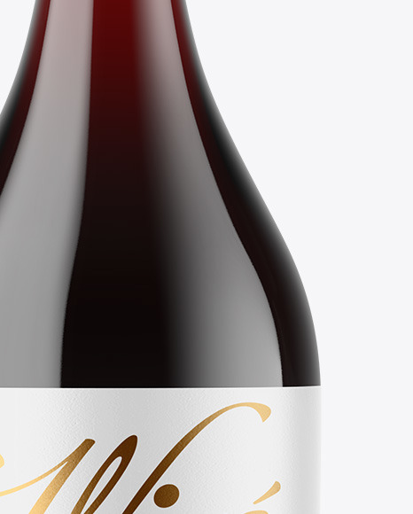 Clear Glass Red Wine Bottle Mockup