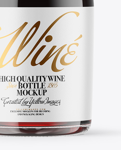 Clear Glass Red Wine Bottle Mockup