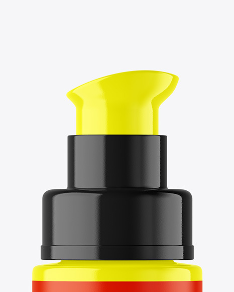 Glossy Cosmetic Bottle with Pump Mockup
