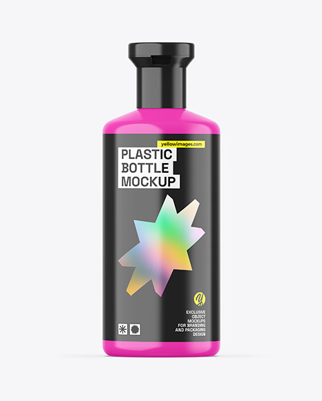 Glossy Plastic Cosmetic Bottle Mockup