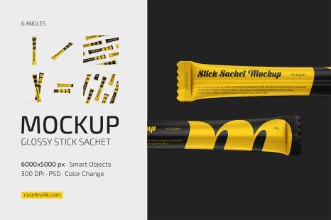 Glossy Stick Sachet Mockup Set