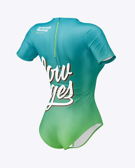 Swimsuit Mockup - Back Half Side View