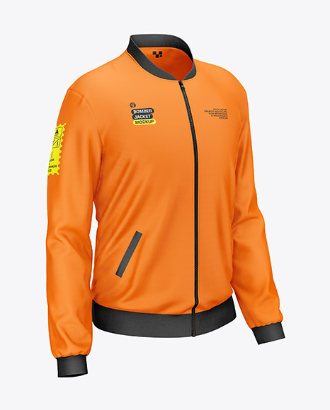 Bomber Jacket Mockup - Front Half-Side View