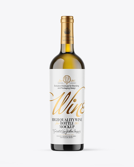 Antique Green Glass White Wine Bottle Mockup