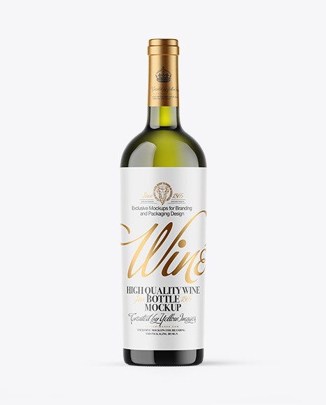 Green Glass White Wine Bottle Mockup