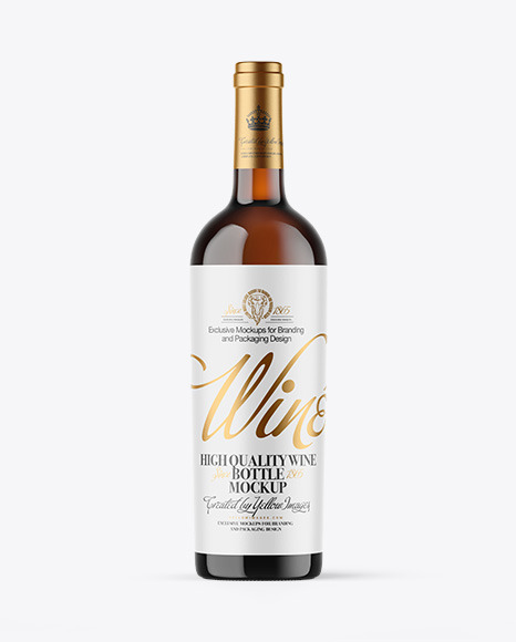 Amber Glass White Wine Bottle Mockup