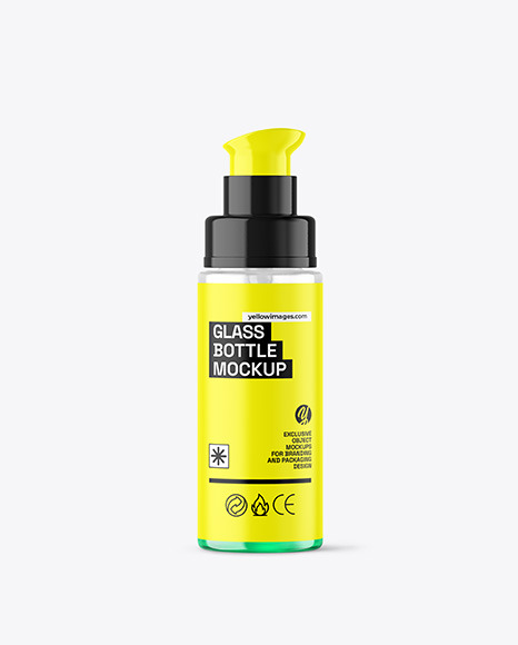 Color Liquid Cosmetic Bottle with Pump Mockup